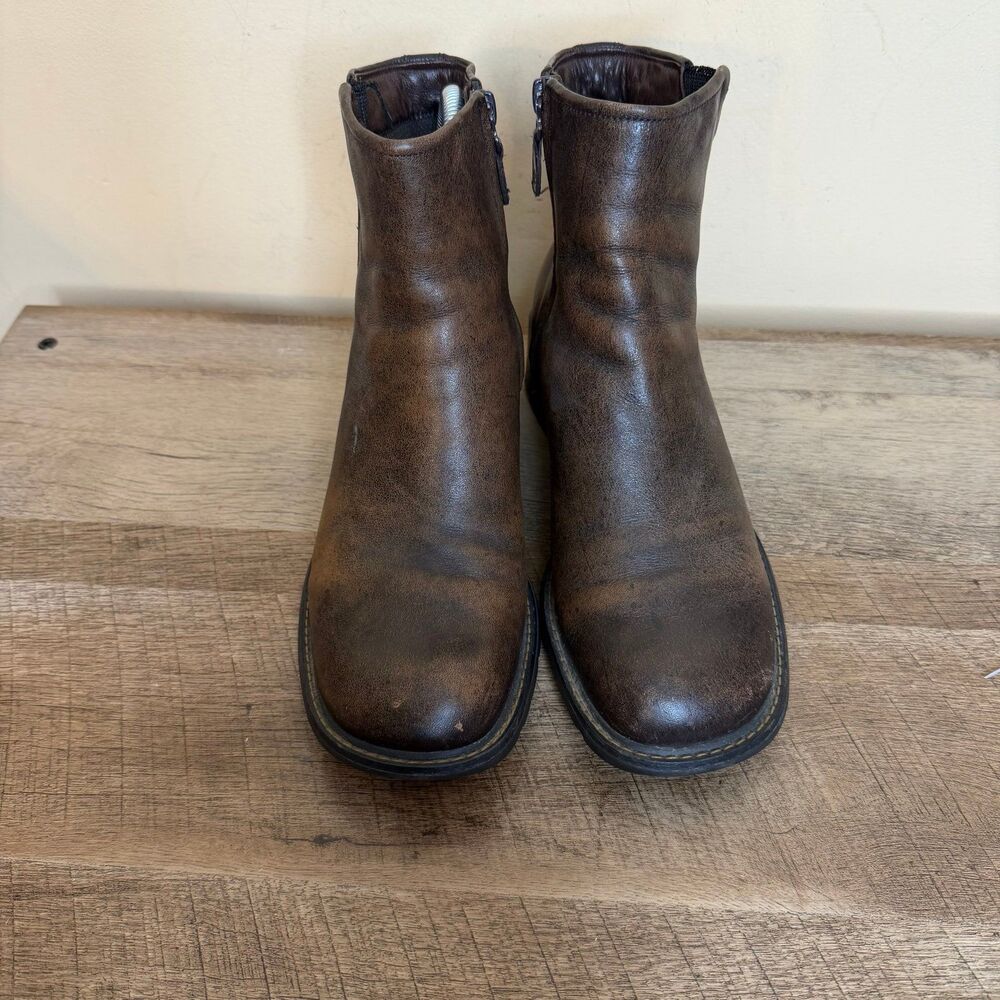 Timberland Leather Ankle Boots Shoes Side Zip Women's Brown Size US 6.5 - Picture 4 of 9